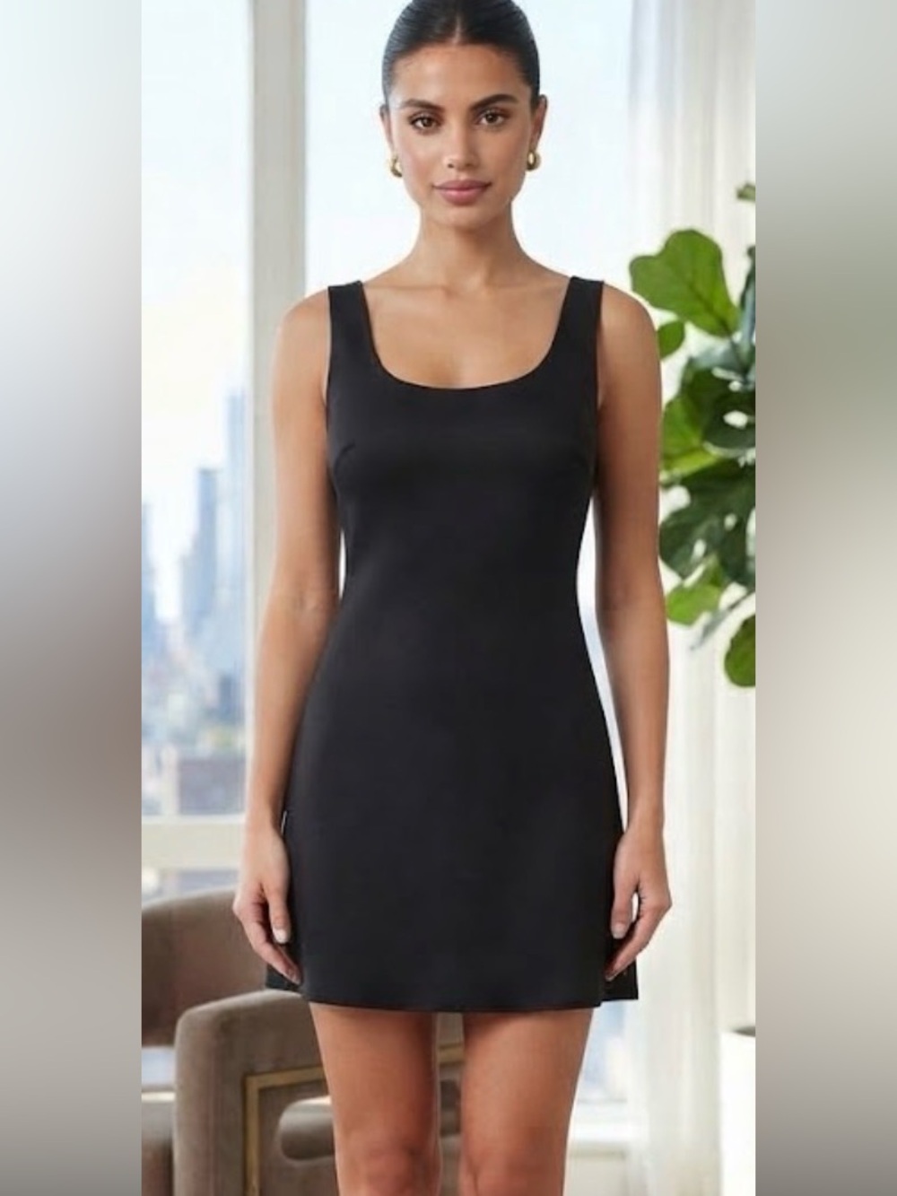 90s Inspired Black Mini Dress Scoop Back Sleeveless Cocktail LBD Small